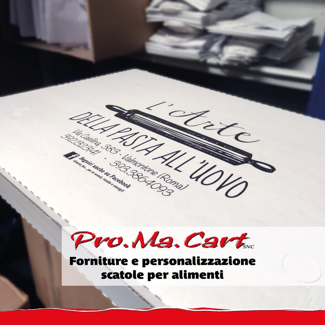 L'Arte della pasta all'uovo ha scelto la personalizzazione delle box cartonate per alimenti.